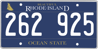 RI license plate 262925