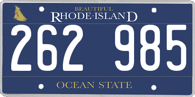 RI license plate 262985
