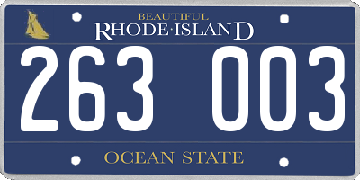 RI license plate 263003