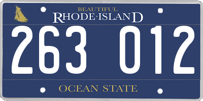 RI license plate 263012