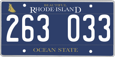RI license plate 263033