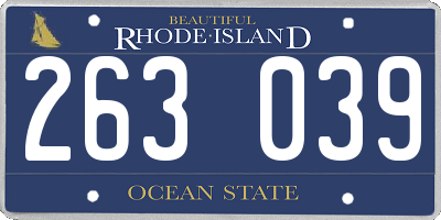 RI license plate 263039