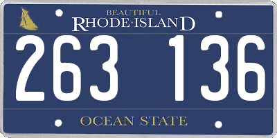 RI license plate 263136