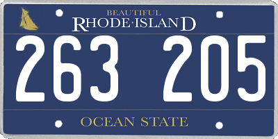RI license plate 263205