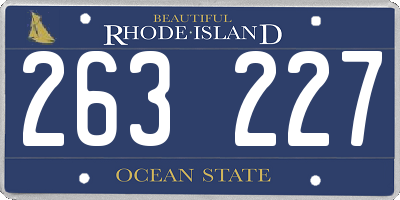 RI license plate 263227