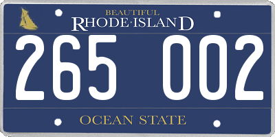 RI license plate 265002