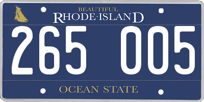 RI license plate 265005