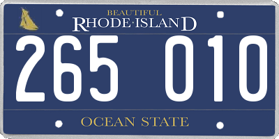 RI license plate 265010