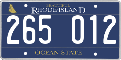 RI license plate 265012
