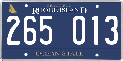 RI license plate 265013
