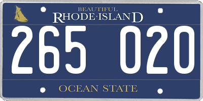 RI license plate 265020