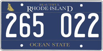 RI license plate 265022