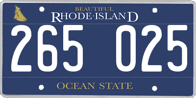 RI license plate 265025