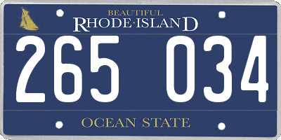 RI license plate 265034