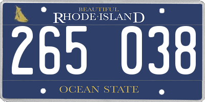 RI license plate 265038