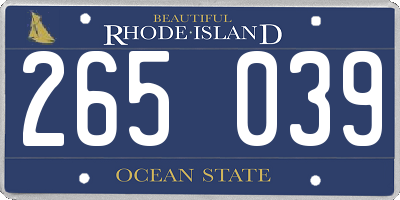 RI license plate 265039