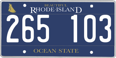 RI license plate 265103