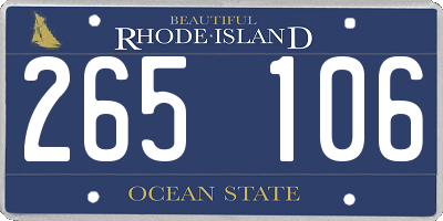RI license plate 265106