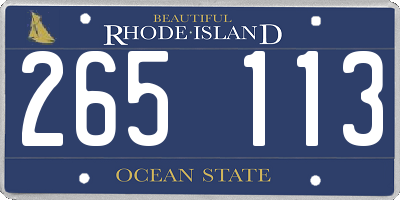 RI license plate 265113