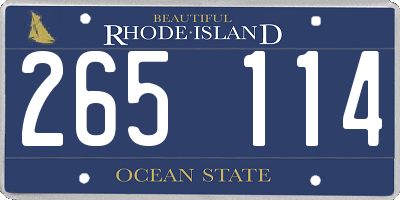 RI license plate 265114
