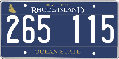 RI license plate 265115