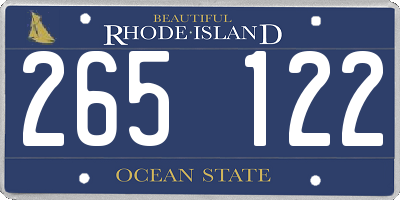 RI license plate 265122
