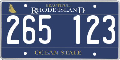 RI license plate 265123