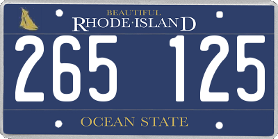 RI license plate 265125