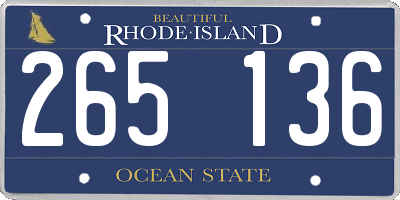 RI license plate 265136