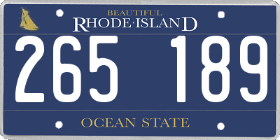 RI license plate 265189