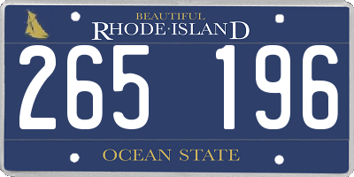 RI license plate 265196