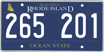RI license plate 265201