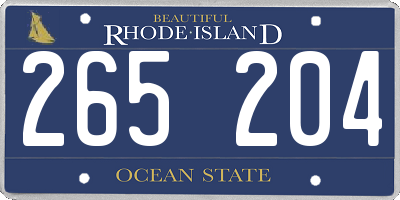 RI license plate 265204