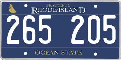 RI license plate 265205