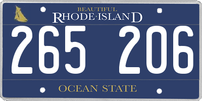 RI license plate 265206