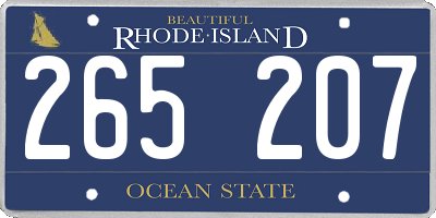 RI license plate 265207
