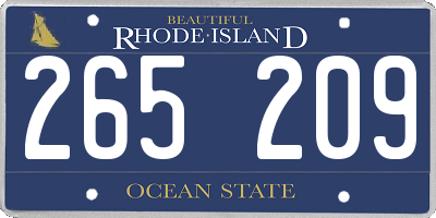 RI license plate 265209
