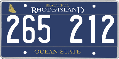 RI license plate 265212