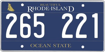 RI license plate 265221
