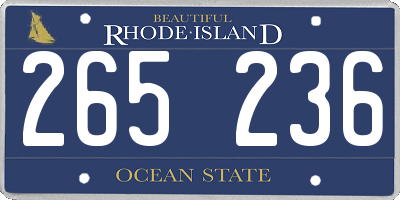 RI license plate 265236