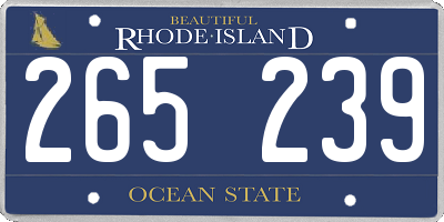 RI license plate 265239