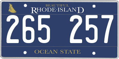 RI license plate 265257