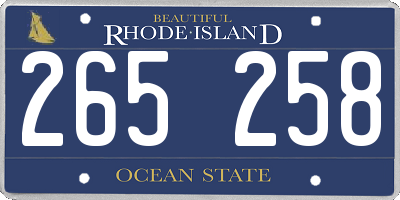 RI license plate 265258