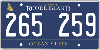 RI license plate 265259