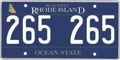 RI license plate 265265