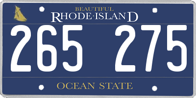 RI license plate 265275