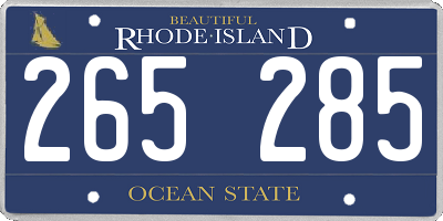 RI license plate 265285