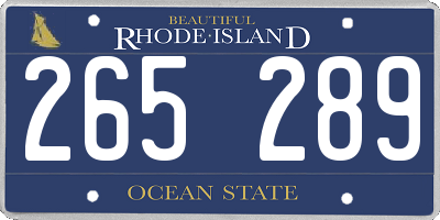 RI license plate 265289
