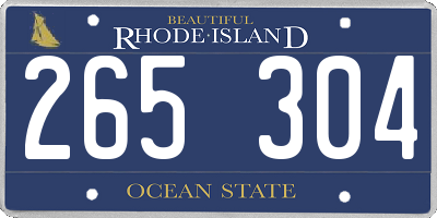 RI license plate 265304