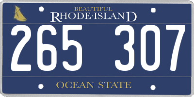 RI license plate 265307